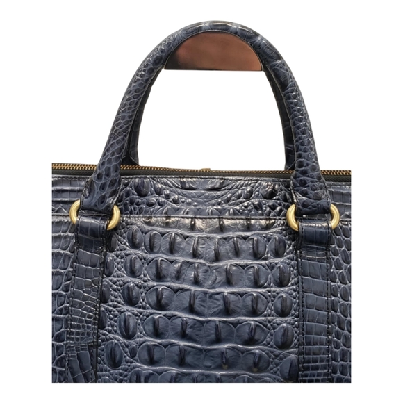 BRAHMIN Duxbury Weekender Leather Travel Bag Blue Melbourne - Picture 5 of 16